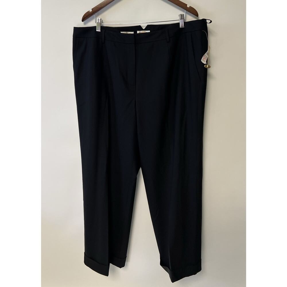 NEW VTG Talbots Black Wool Blend Pants 20W Plus Size Fabric Made Italy Classic - Picture 3 of 14